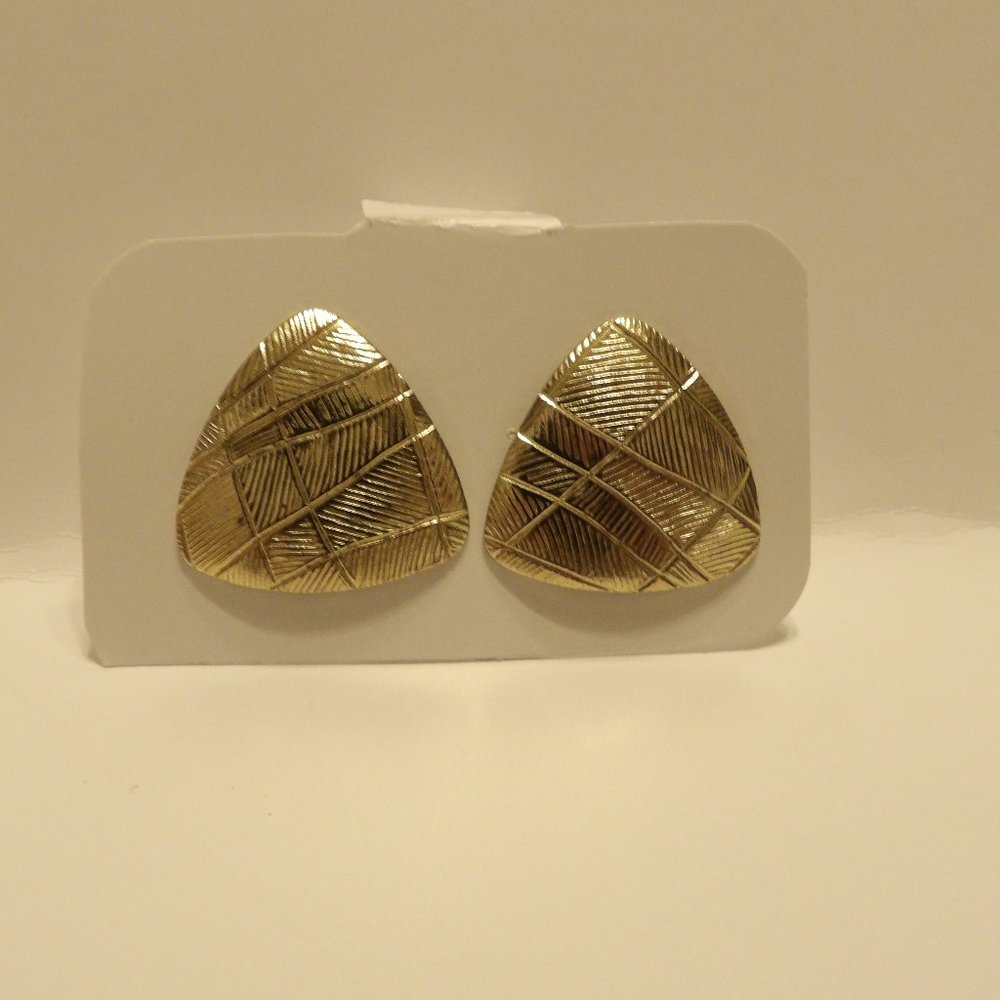 Vintage Triangular Post Earrings Gold Tone